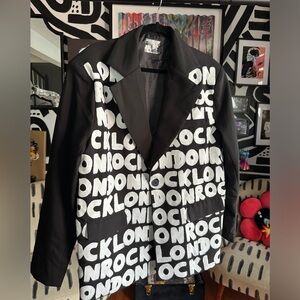 LONDON ROCK OVERSIZED HAND PAINTED BOYFRIEND BLAZER SZ XS/US2